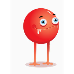 大红色圆球卡通手绘创意怪物
