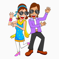 卡通舞动的男女