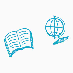 手绘翻开书笔记地球仪