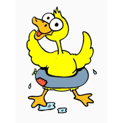 戴着游泳圈的鸭子