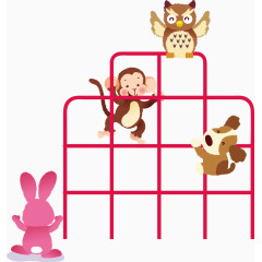 卡通爬梯子的小动物