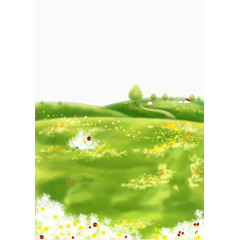 水彩野外绿草地