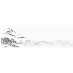 黑白中国风古风清新水墨山水画