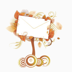 文案背景元素 花纹 信封 暖色调 秋叶