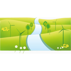 卡通清新春天草坪小路