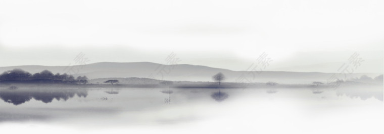 水墨湖景