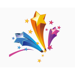 彩色立体五角星装饰png素材