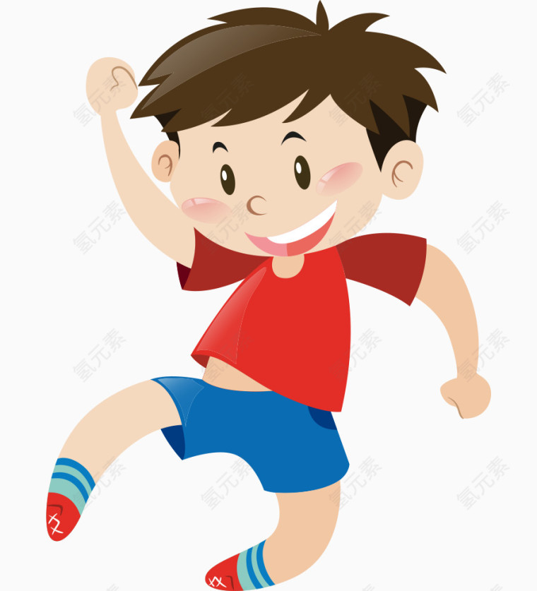 加油小男孩卡通人物装饰元素