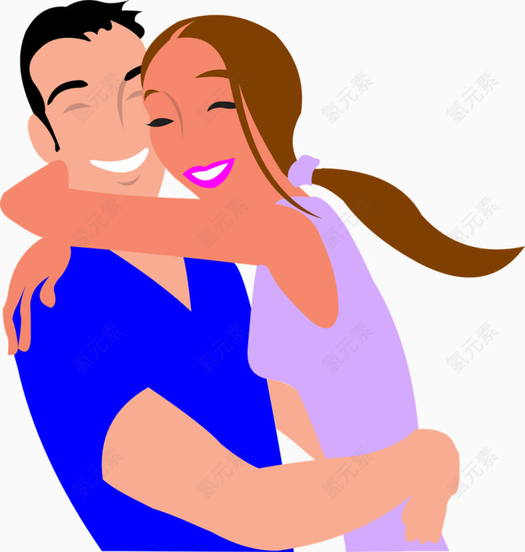 手绘拥抱的情侣