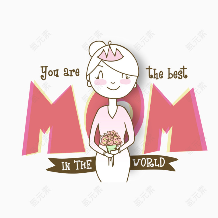 母亲节卡通人物装饰元素