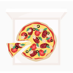 外卖盒装披萨矢量