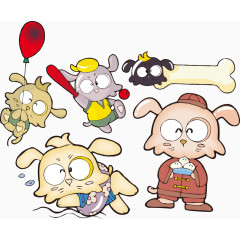 小狗卡通可爱手绘矢量