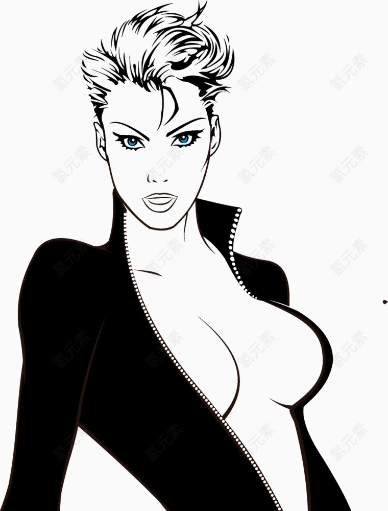 手绘素描美女