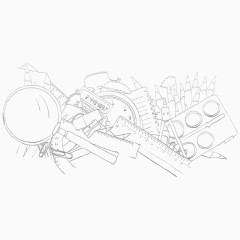 卡通线描学生用具背景素材