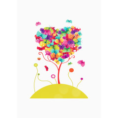 矢量炫彩爱心树