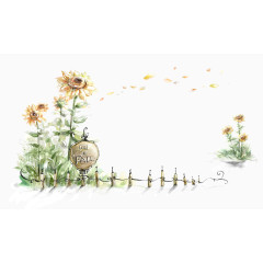 手绘清新风景插画