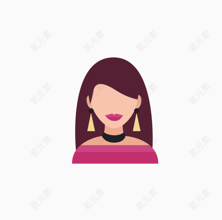 卡通手绘女人装饰花女人时尚女人图标