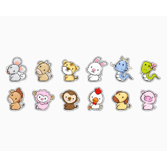 矢量十二生肖标签