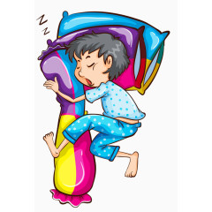 手绘卡通睡觉小男孩