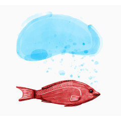 卡通手绘水彩小鱼