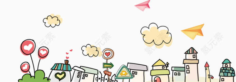 手绘房子楼房