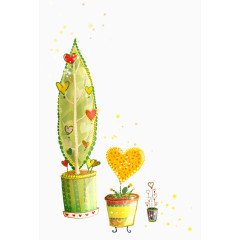 水彩清新植物盆栽