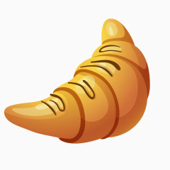 卡通手绘牛角芝士面包