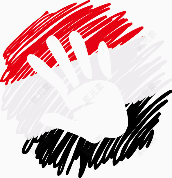 墨迹手掌印国旗