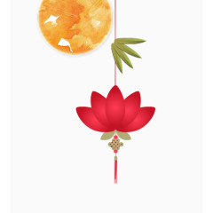 手绘月亮荷花灯笼