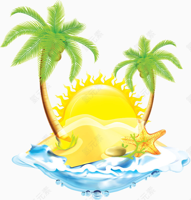 椰树夏日旅游元素