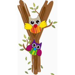 卡通猫头鹰英文字母Y