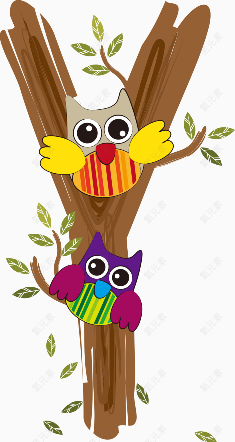 卡通猫头鹰英文字母Y