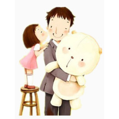 亲吻爸爸的脸颊