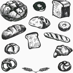 矢量手绘素描面包