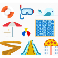 矢量手绘扁平水上乐园