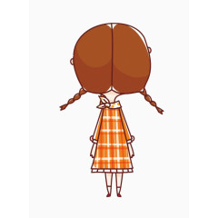 卡通手绘小女孩的背影