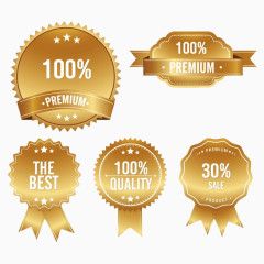金色徽章形促销标签素材