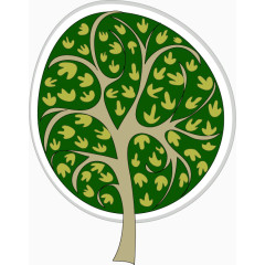 圆形茂盛小树贴纸