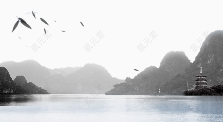 黑色水墨画