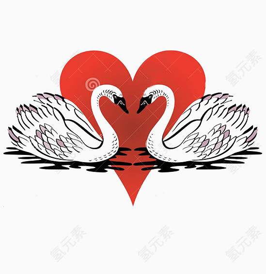 红心相爱天鹅