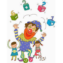 小孩和小丑玩加减乘除装饰元素