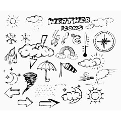 天气预报可爱简笔画