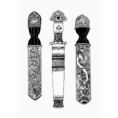 线稿藏族刀具矢量