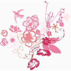 粉色手绘花朵印花