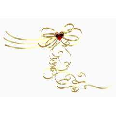 爱心金色丝带装饰