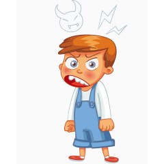 卡通手绘生气的男孩