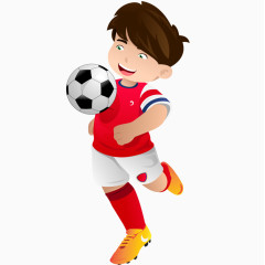 卡通玩足球的小孩