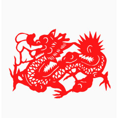 红色龙剪纸