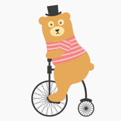 骑大小轮自行车的熊