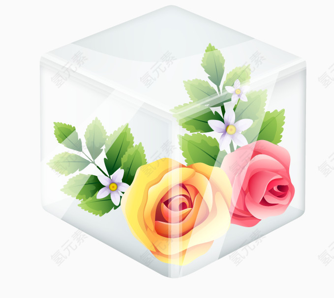 冰块里的玫瑰花